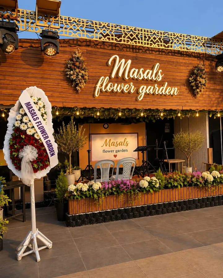 Kırmızı & Beyaz Tek Katlı Açılış ve Kutlama Çelengi – Masal's Flower Garden