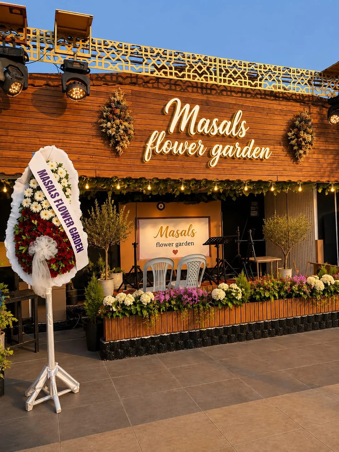 Kırmızı & Beyaz Tek Katlı Açılış ve Kutlama Çelengi – Masal's Flower Garden