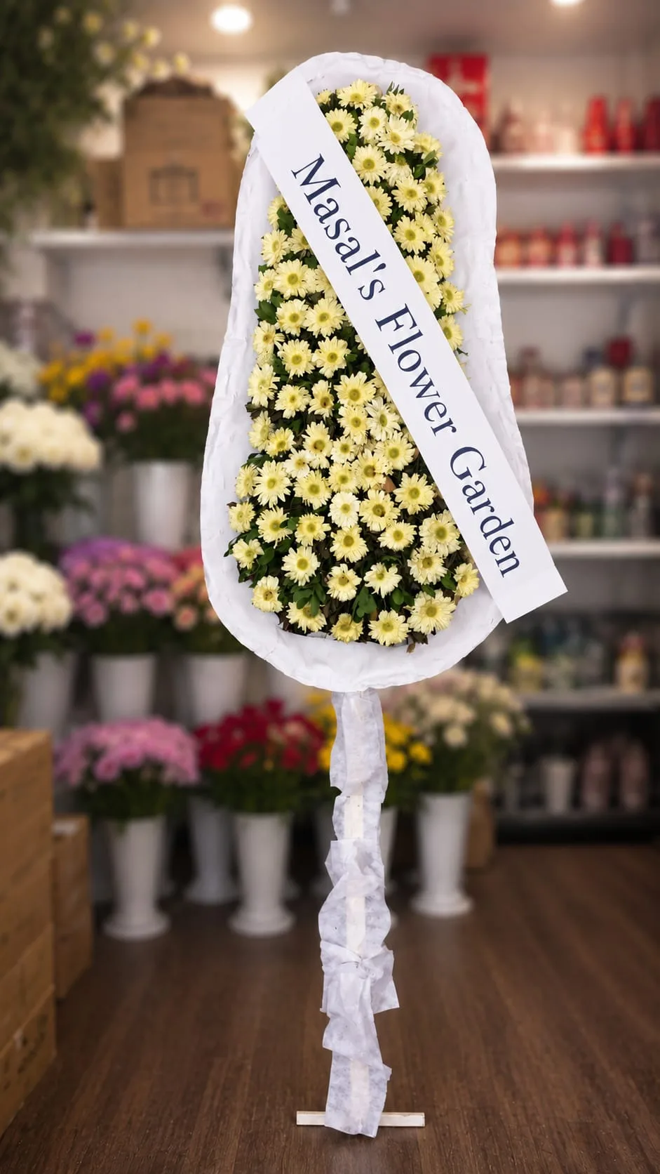 Elegance Beyaz Açılış Çelengi – Masal's Flower Garden